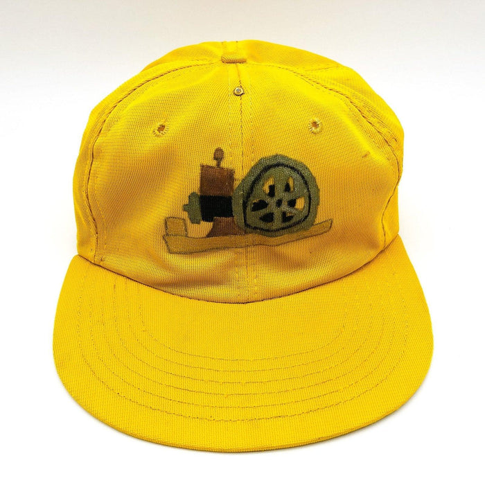 Vintage Baseball Hat Trucker Mesh Snapback Old Machinery Farmer Carpenter Yellow 1