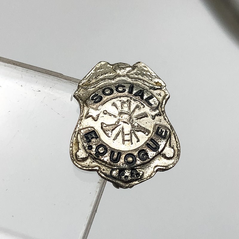 Vintage Fire Department Officer Mini Badge Pin Pinback East Quogue New York