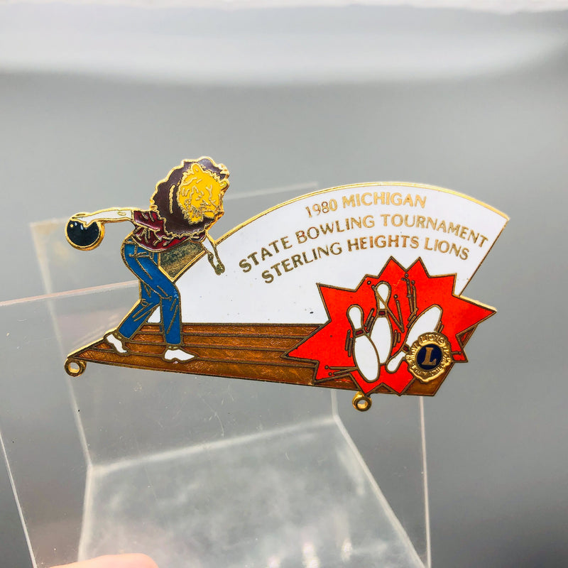 Vintage Lions Club Lapel Pin Michigan Bowling Tournament Sterling Heights 5