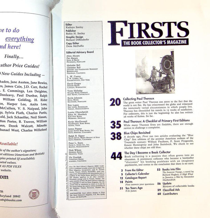 Firsts Magazine June 2007 Vol 17 No 6 Collecting Paul Theroux 2