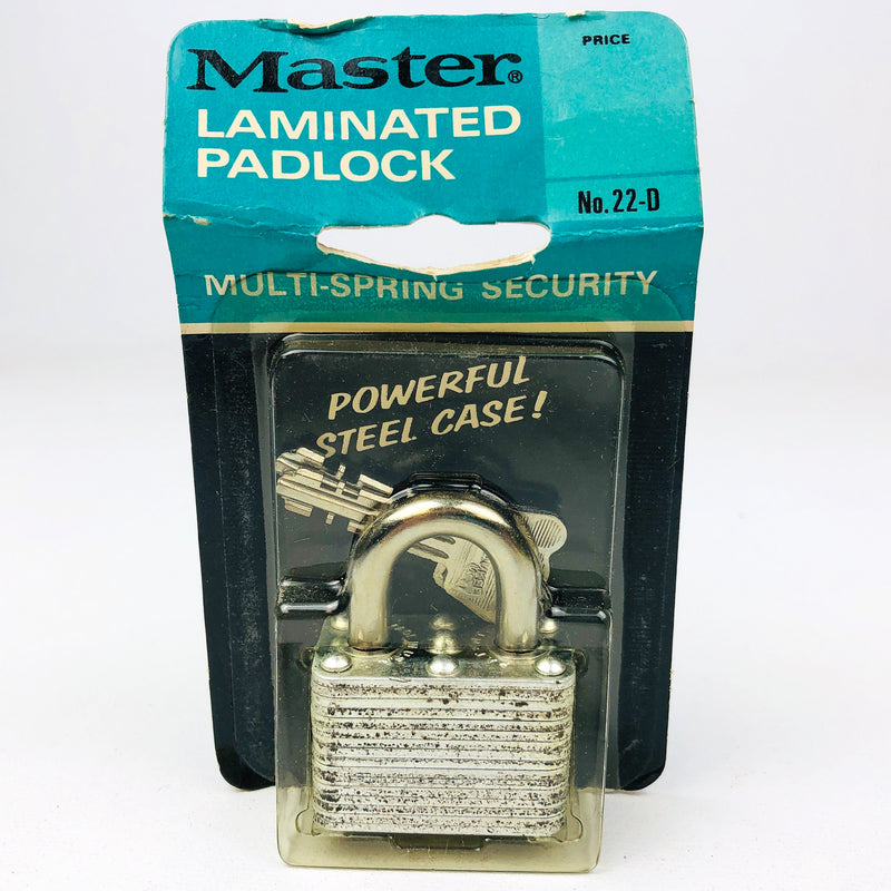 Vintage No 22-D Master Lock Padlock 1" Shackle New Old Stock NOS Multi Spring