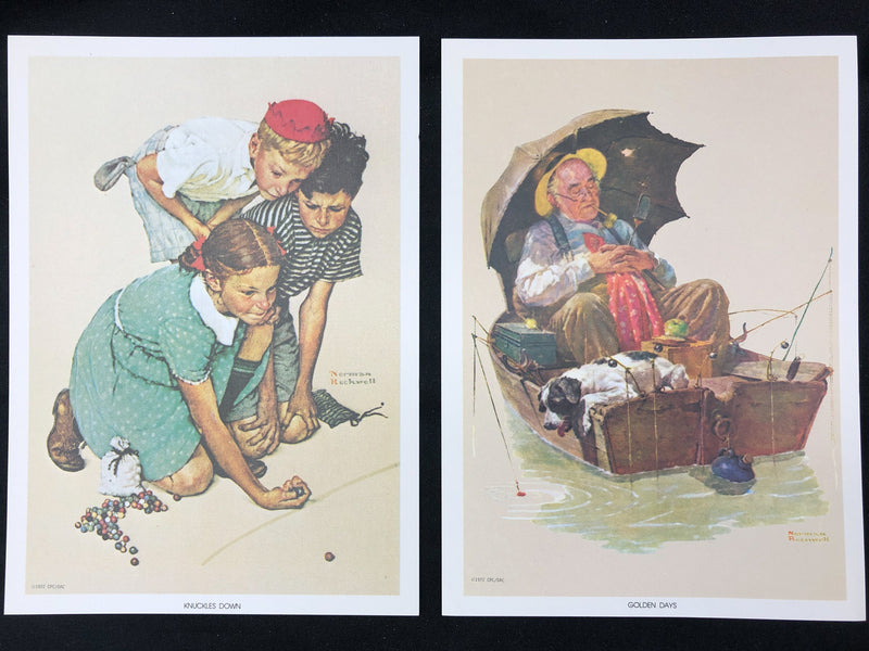 Norman Rockwell Lithograph Prints Knuckles Down Golden Day 5x7 Original Envelope