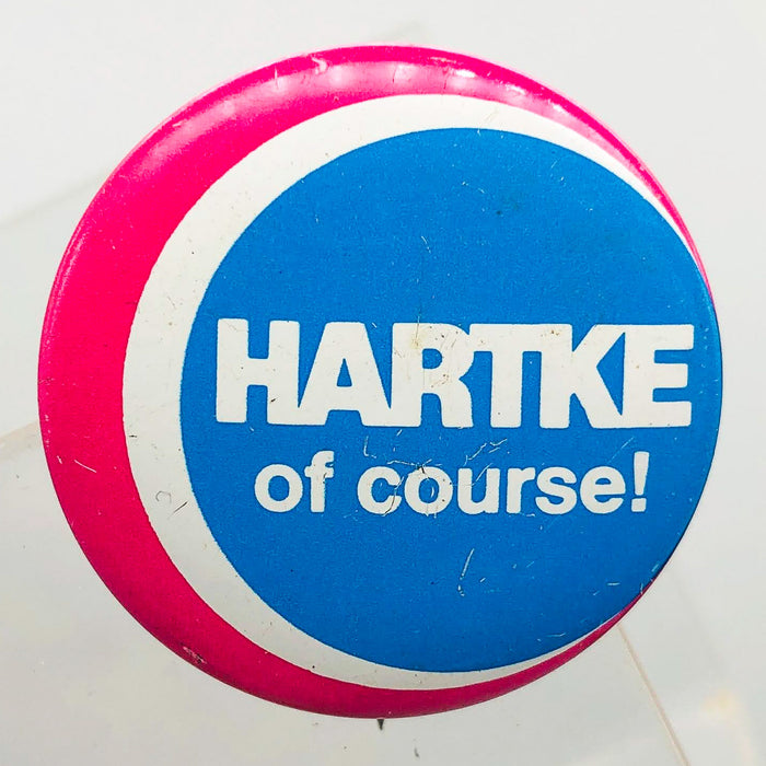 Hartke Of Course Button Pin 1.25" Indiana Senator Presidential Campaign Pink 1