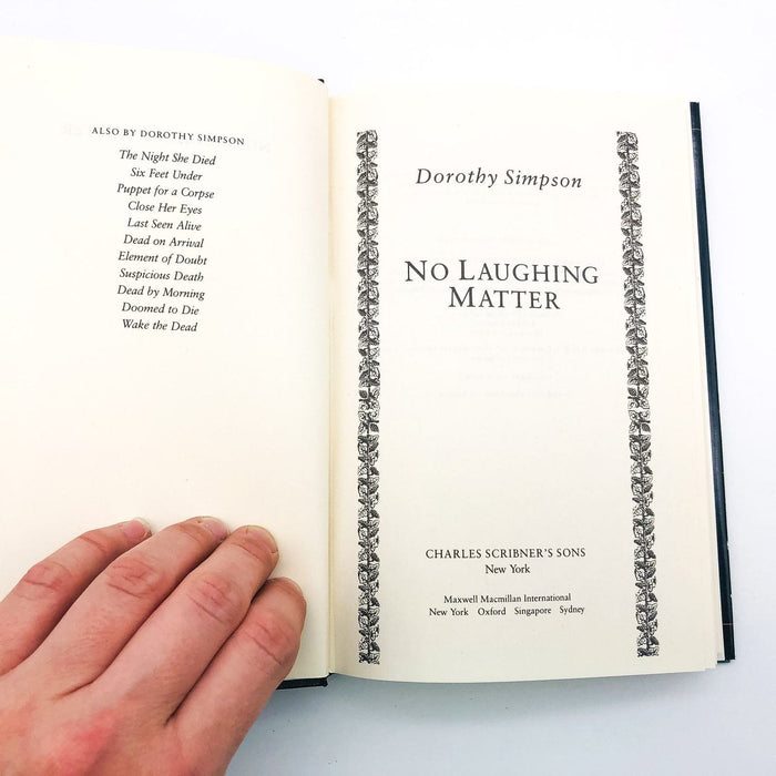 No Laughing Matter Hardcover Dorothy Simpson 1993 Inspector Luke Thanet Vineyard 7