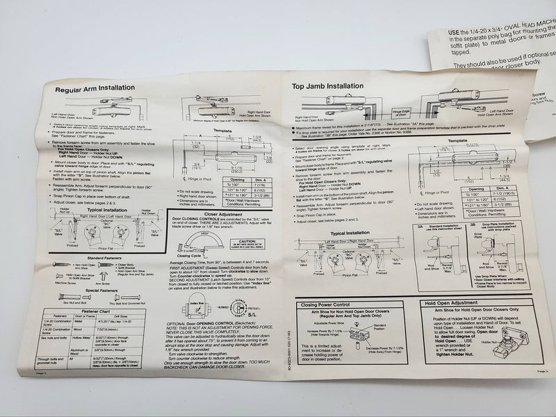 Yale Door Closer V2302 No Hold Regular Arm Top Jamb 9-1/16 Aluminum Finish