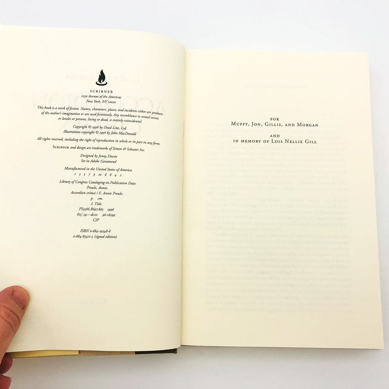 Accordion Crimes Hardcover E. Annie Proulx 1996 Immigrant Experience in America 8