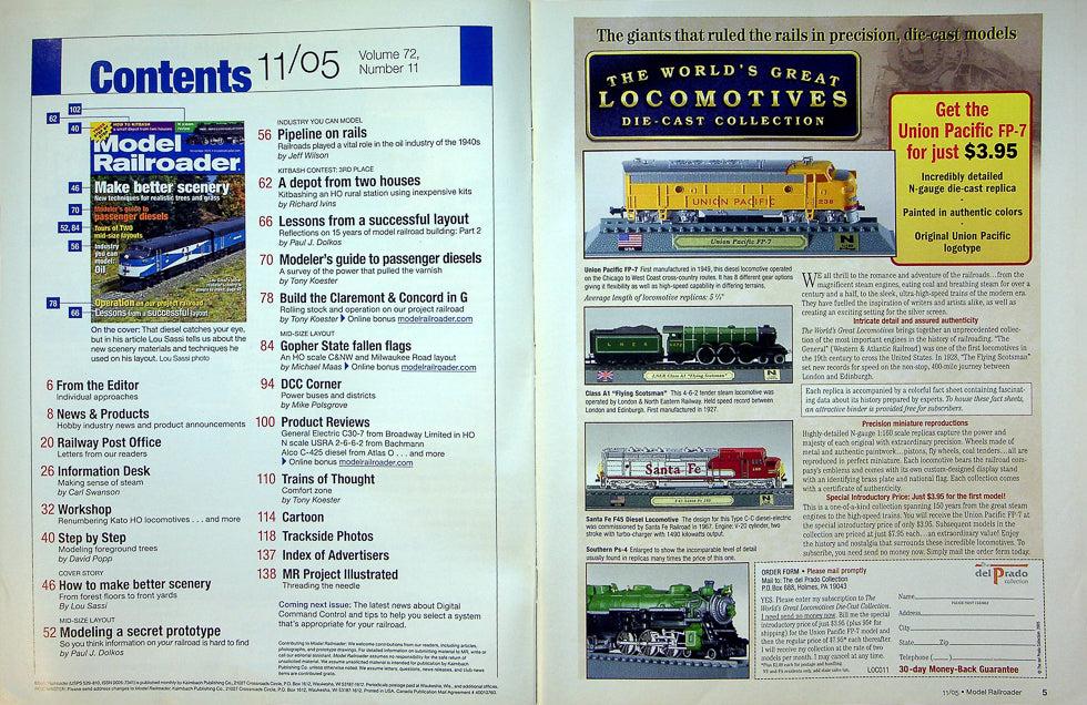 Model Railroader Magazine November 2005 Vol 72 No 11 Guide To Passenger Diesels