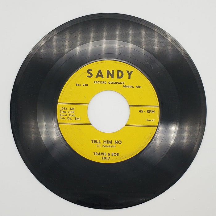 Travis And Bob Tell Him No / We're Too Young 45 RPM Single Record Sandy 1959 2