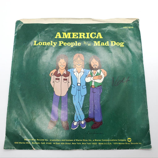 America Lonely People Single Record Warner Bros 1974 WBS 8048 2