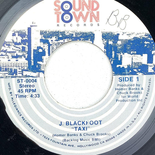 J. Blackfoot Taxi / Where is Love 45 RPM 7" Single Soundtown Records 1983 1