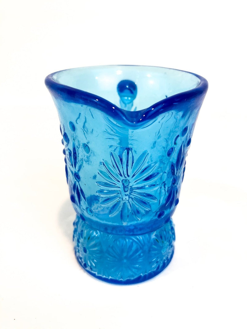 Blue Mayfair Depression Drinking Glass Short Stemmed Diamond Juice Tumbler 2