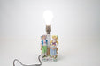 Vintage Occupied Japan Colonial Boy Girl Figural Lamp Farm w/ Gold Accents 7