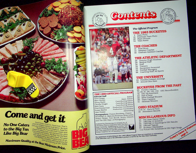 Ohio State Buckeye Football Program November 12 1983 Vs. Northwestern Wildcats