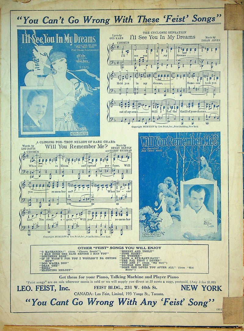 No Wonder That I Love You Sheet Music Joe Burke Benny Davis Piano Vocal 1924 2