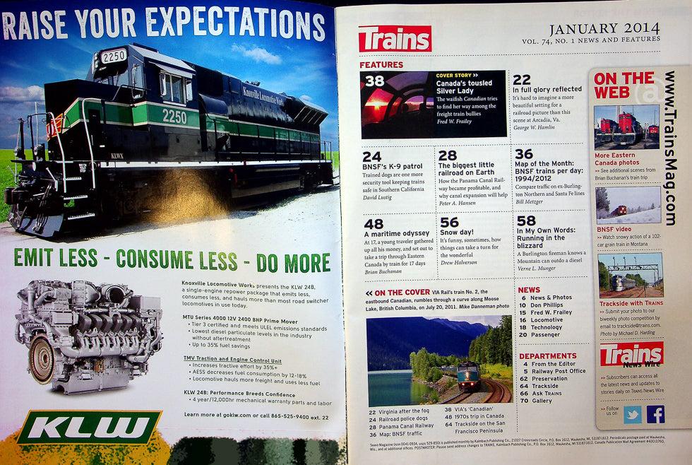 Trains Magazine January 2014 Vol 74 No 1 Trackside On The SF Peninsula