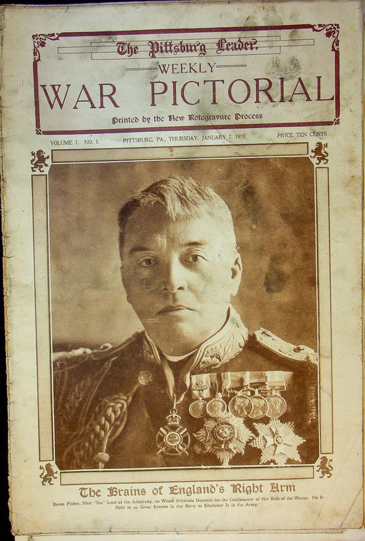 1915 Pittsburg Leader Weekly War Pictorial Newspaper January Baron Fisher 1