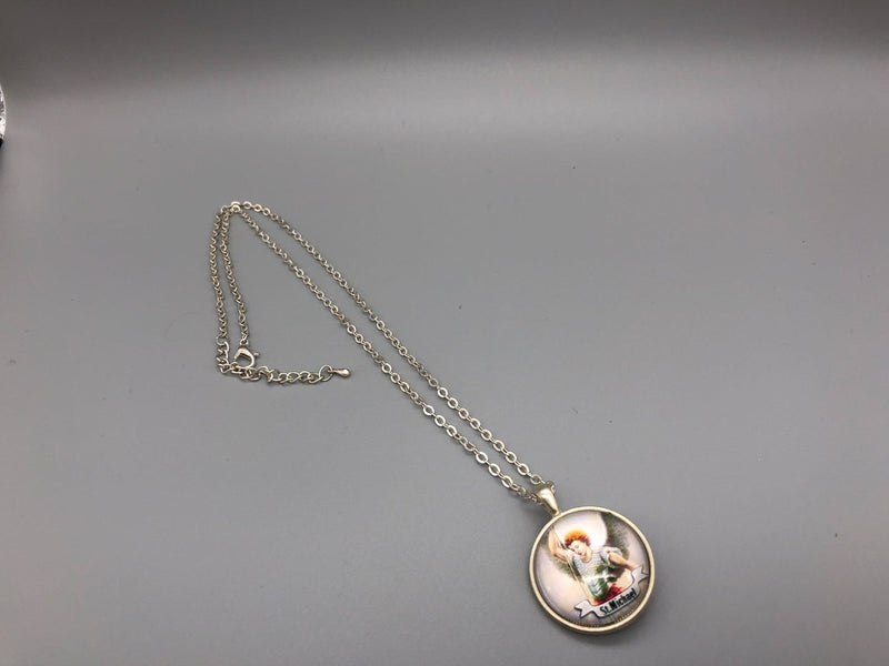 Saint Michael Resin Necklace Color Picture Round Pendant Charm Medal Catholic 2