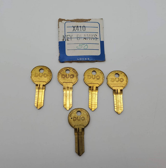 5x Illinois Lock 410 X DUO Key Blanks 1041W Keyway Triple Bit Brass NOS