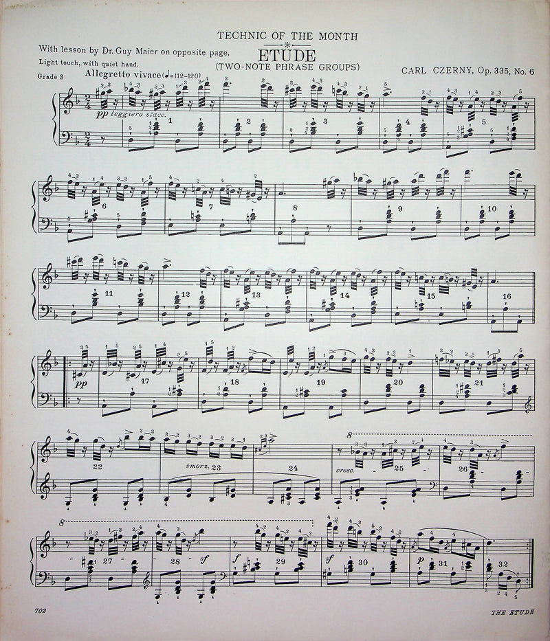 Hungarian Dance No 9 Secondo Primo Sheet Music Piano Song Brahms 1941 Etude Mag 1