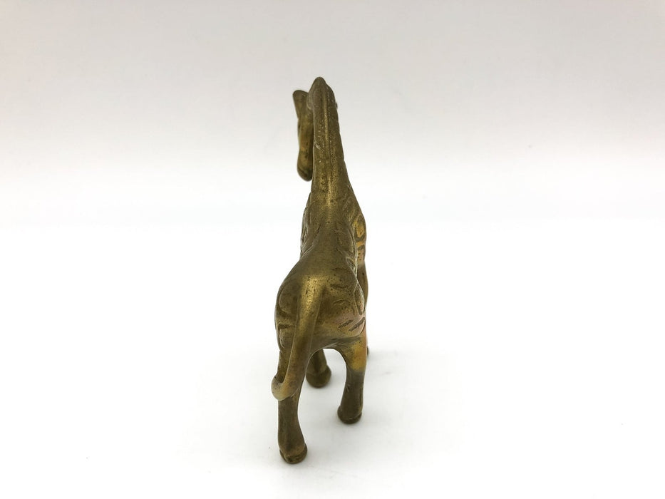 Vintage Solid Brass Giraffe Figurine Statue Etched Spots Detailed 3.5in Tall 4
