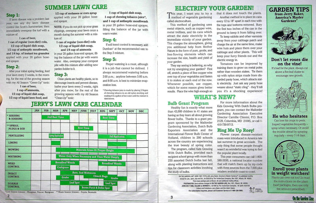 On The Garden Line Magazine June 1996 Fruit Trees, Summer Lawn Care