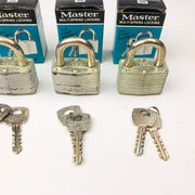 4ct Vintage No 500 Master Lock Padlock 1-1/8" Shackle New NOS Keyed Alike 371 6