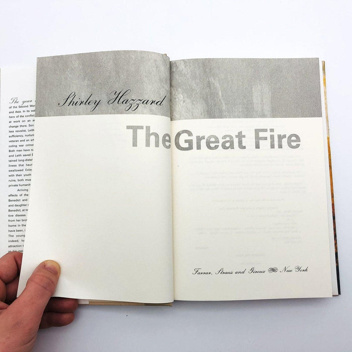 The Great Fire Hardcover Shirley Hazzard 2003 World War 2 Hong Kong Japan 7