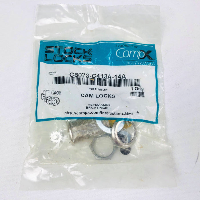 CompX National Cam Lock C8073-C413A-14A Qty 1 Bright Nickle Disc Tumbler New