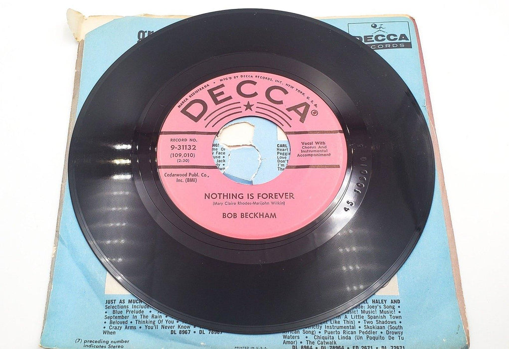 Bob Beckham Nothing Is Forever Record 45 RPM Single 9-31132 Decca 1960 3