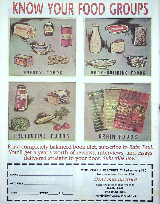 Rain Taxi Magazine Summer 1998 Review Of Books Nicholson Baker Gerald Burns