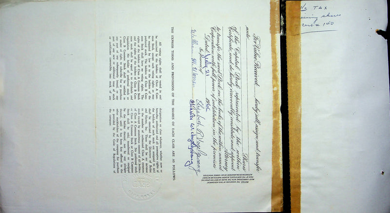 Reiter Dairy Company Stock Certificate Bond Scripophilly Akron Ohio 1965 No 267