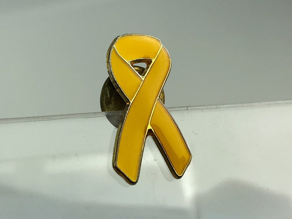 Vintage Yellow Awareness Ribbon Lapel Pin Enamel Glazed Veteran Military