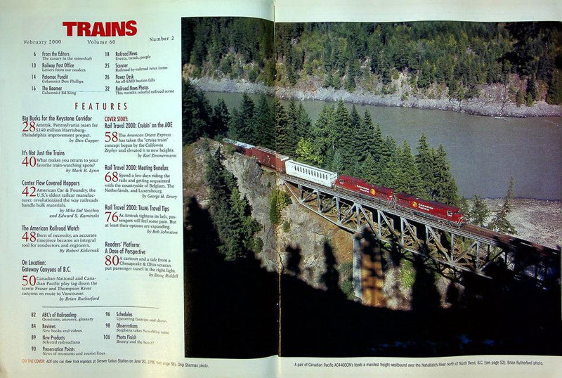 Trains Magazine February 2000 Vol 60 No 2 America's Premier Cruise Train