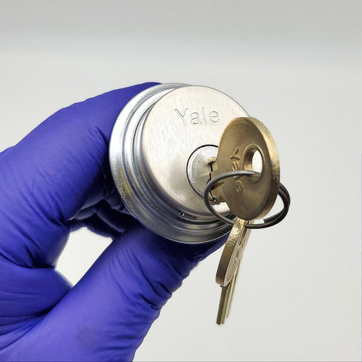 Yale Mortise Cylinder Lock 2153 Satin Chrome 1-1/8" Length PC Keyway 6 Pin NOS 1