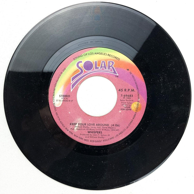 Whispers 45 RPM 7" Single Keep Your Love Around / Contagious Solar 7-69683 2