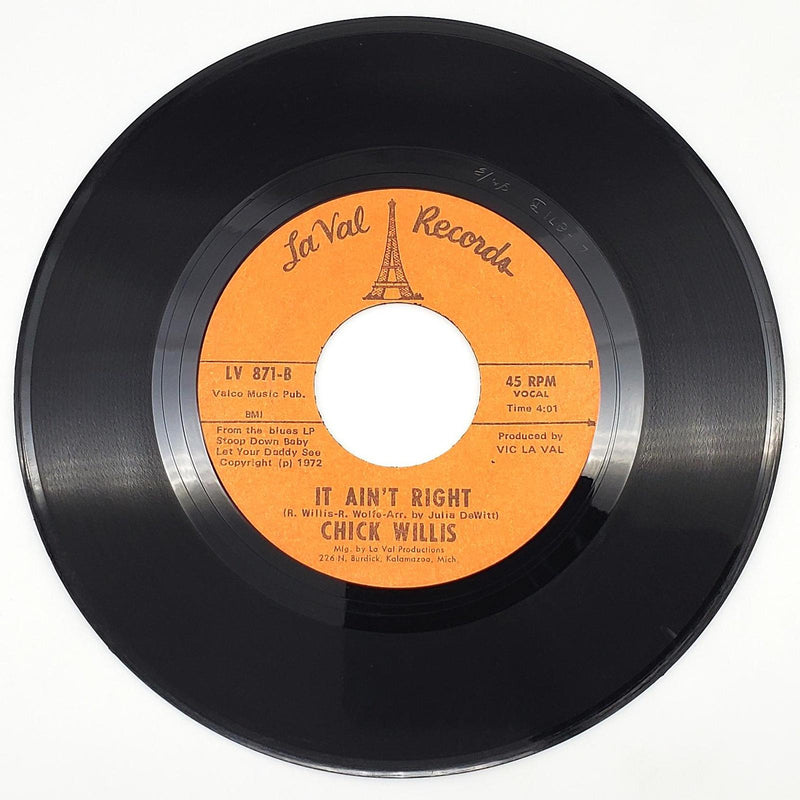 Chick Willis Stoop Down Baby 45 RPM Single Record La Val Records 1972 LV 871 2