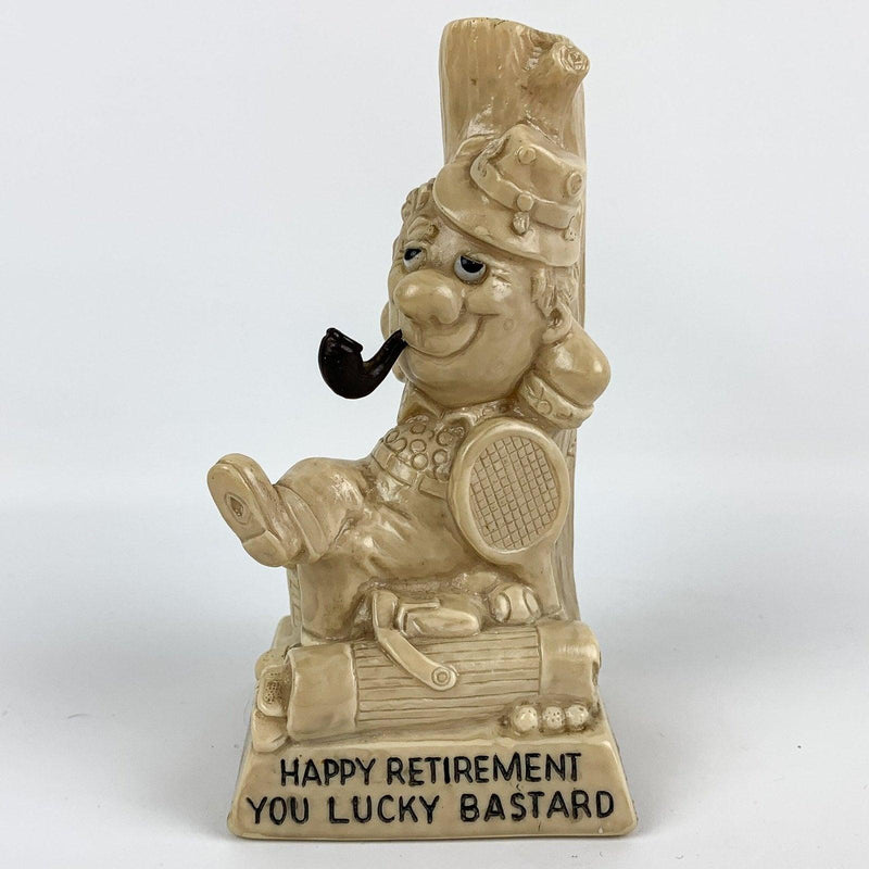 W R Berries Happy Retirement You Lucky Bastard Man Golf Figurine #9039 1971 6.5" 2