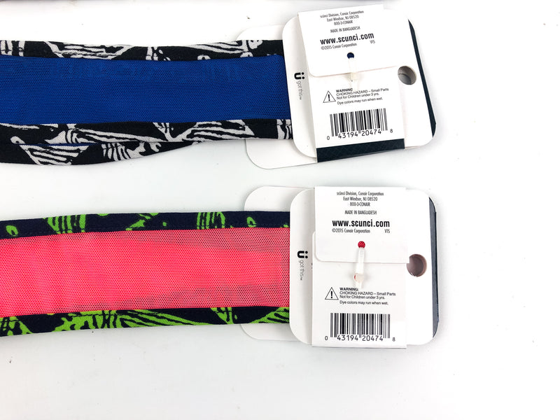 3-PK Scunci Sporty Mesh Headwrap Hair Wrap Comfy Pink Blue Black Style 2047-A