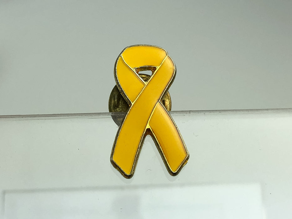 Vintage Yellow Awareness Ribbon Lapel Pin Enamel Glazed Veteran Military