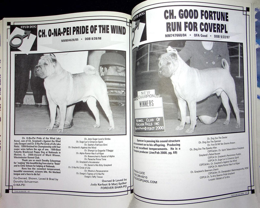 The Barker Magazine May June 2000 Shar-Pei Dog Show Salivary Mucocele Disease