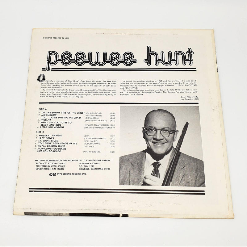 Pee Wee Hunt On The Sunny Side LP Record Glendale Records 1978 GL-6013 2