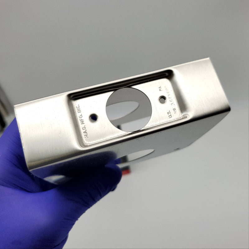 MAG Install A Lock Door Reinforcer Satin Chrome 5-S 1-3/8" DR 2-3/8" BS NOS