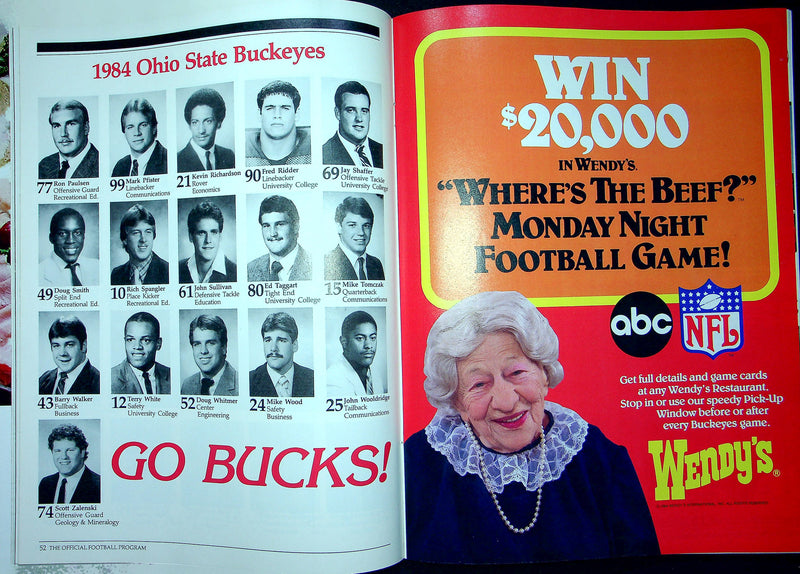 Ohio State Buckeye Football Program Sept 8 1984 Vs. Oregon State Beavers Bay