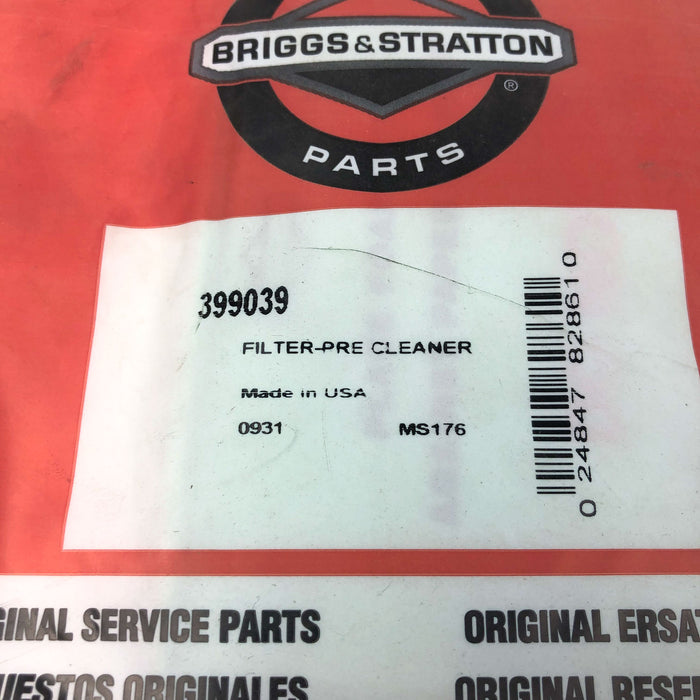 Briggs and Stratton 399039 Pre Cleaner For Air Filter Lawn Mower Genuine OEM New