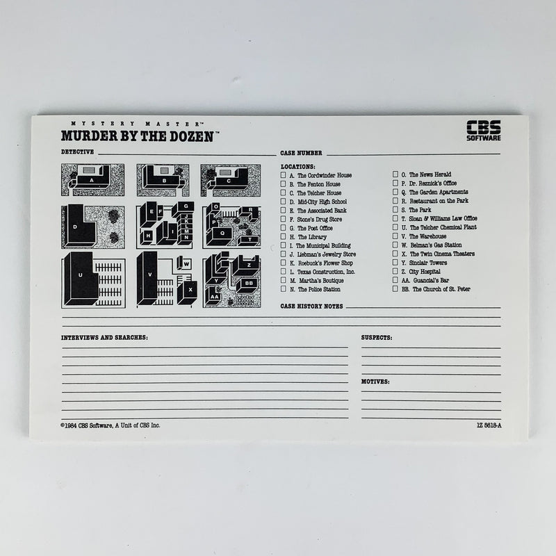 Mystery Master: Murder by the Dozen - Commodore 64 | 1983 CBS Software