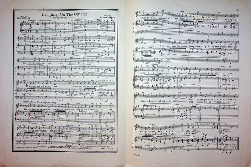 It's All Over Now Sheet Music Sunny Skylar Don Marcotte 1946 Piano Vocal Song 3