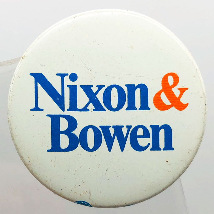 Richard Nixon Otis Bowen Button 1.5" Pinback Presidential Campaign Vintage 1