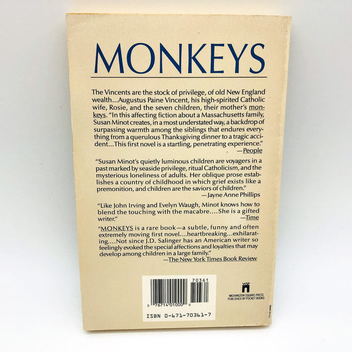 Monkeys Paperback Susan Minot 1987 Siblings Growing Up Massachusetts Loyalty 2 2