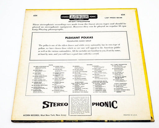 Polka Players Dance Group Pleasant Polkas 33 RPM LP Record Acorn 634 2