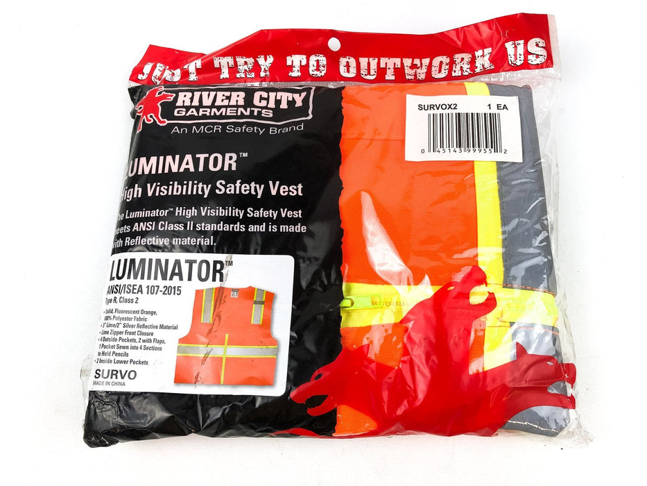 High Visibility Safety Vest Survo Illuminator MCR River City 2XL Class II 3pk 4